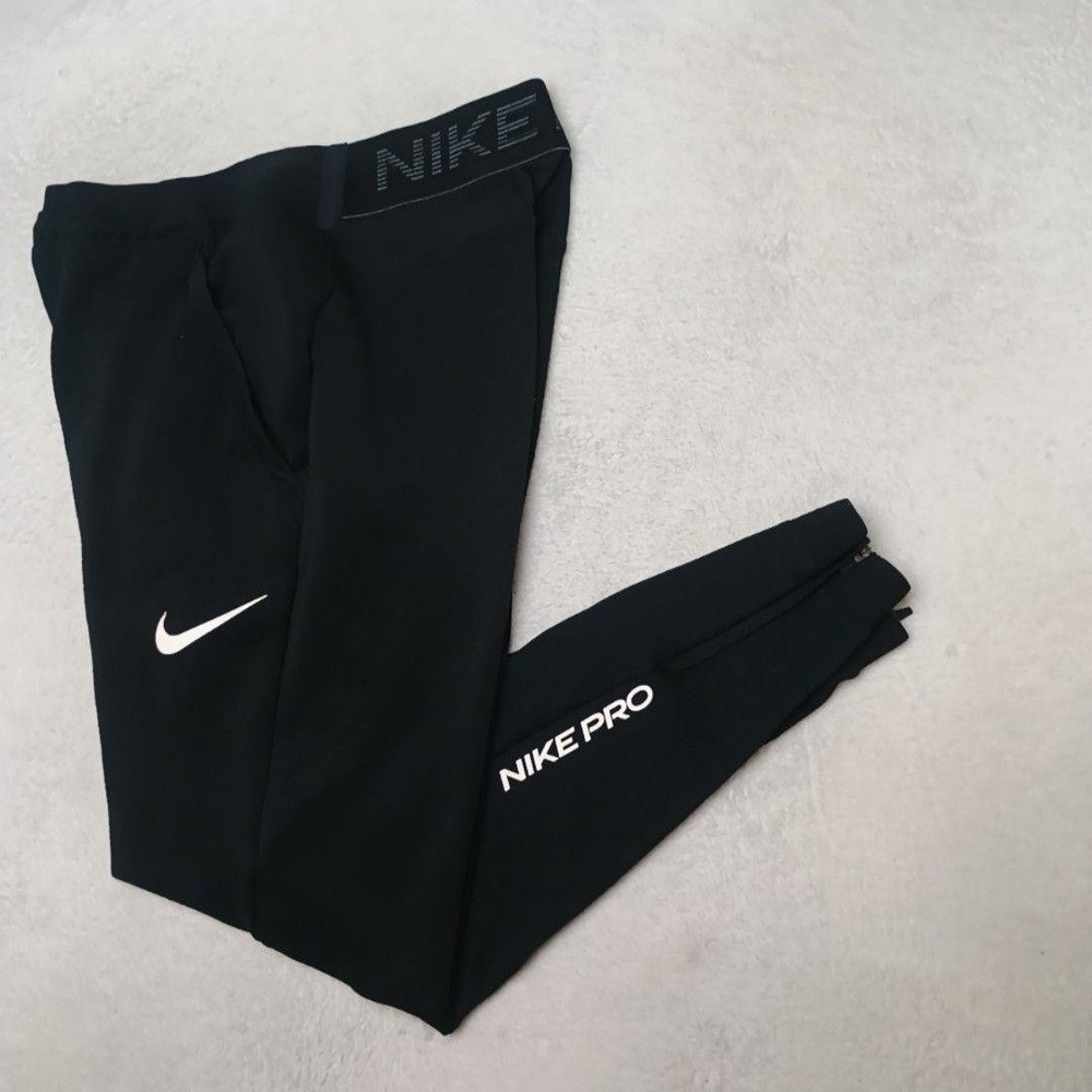 Nike Pro Jogger Pants Mens S Black Running Dri-FIT Zip Pocket Workout Gym BV5515